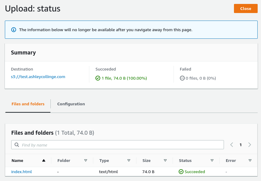 S3 upload status